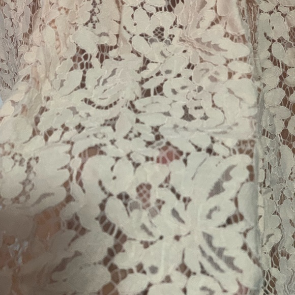 Maniju Blush Lace Midi Dress Size S Sheer Net Panel Formal Gown Back Zipper - Picture 8 of 14